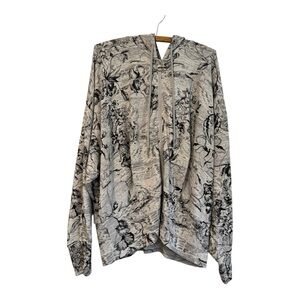 Athleta Balance Zip-Up Hoodie Floral Print Black White Women’s Size 1X NWT